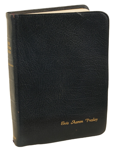 Elvis Presleys 1974 Personally Used, Inscribed and Signed Leather Bible from the Dottie Rambo Collection