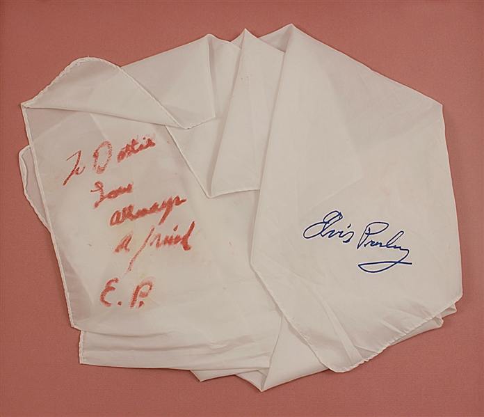 Elvis Presley Handwritten & Inscribed Stage Worn Scarf from the Dottie Rambo Collection