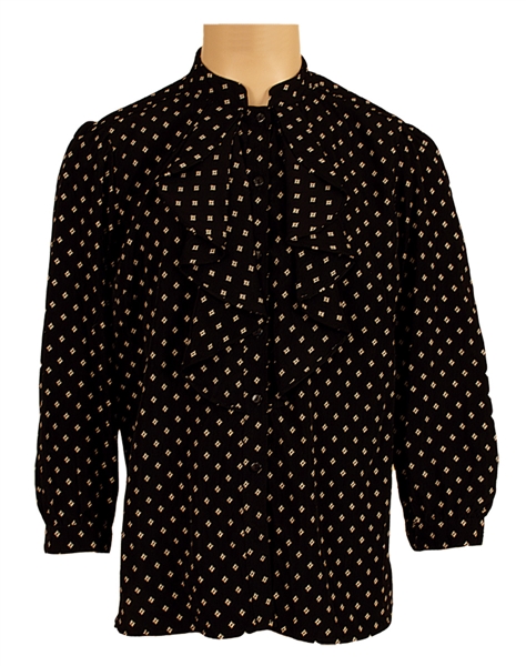 Prince Owned and Worn Black & White Print Ruffled Shirt