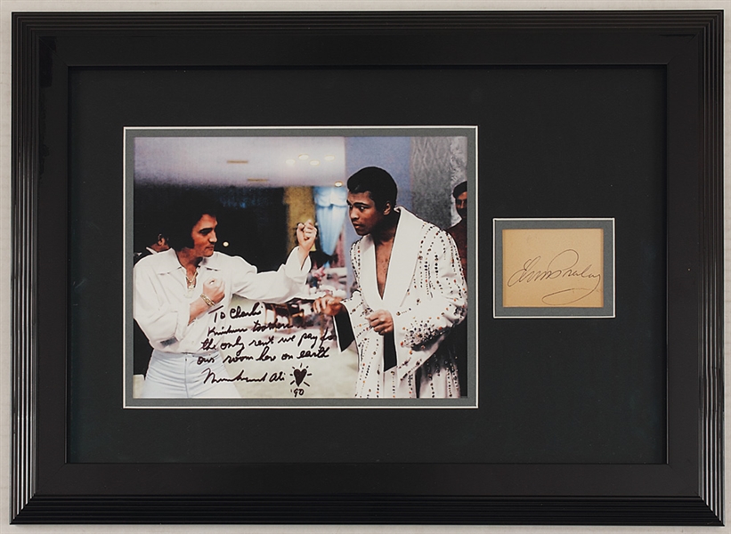 Elvis Presley and Muhammad Ali Signed Photograph Display