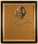 Original Princess Diana Approved Final Sketch for Royal Hussars Official Portrait 