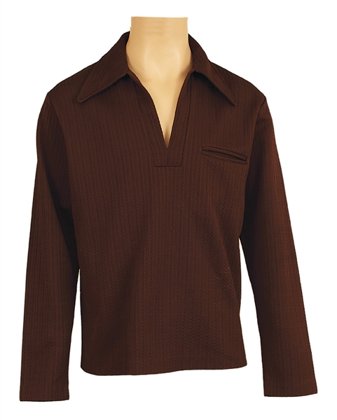 James Brown Owned & Worn Brown Long-Sleeved Pullover Shirt