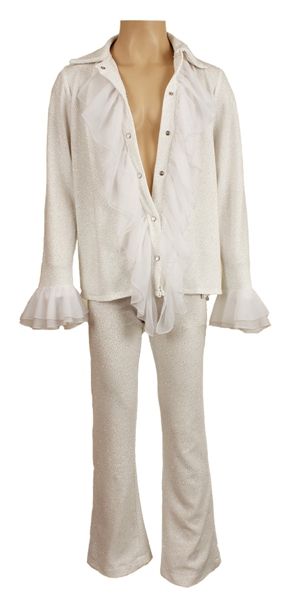 Prince Stage Worn and Personally Owned White Ruffled Two-Piece Outfit 