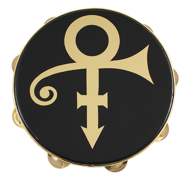 Prince Stage Used Gold Symbol Tambourine