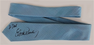 Elvis Presley Owned, Worn, Signed & Inscribed Blue Necktie