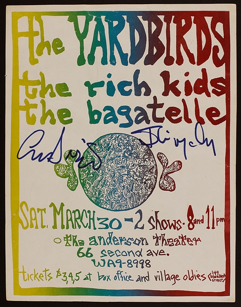 The Yardbirds Original Concert Flyer Signed by Chris Dreja and Jim McCarty