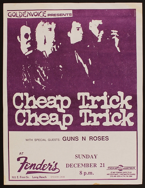 Guns N Roses and Cheap Trick Early Original Concert Flyer