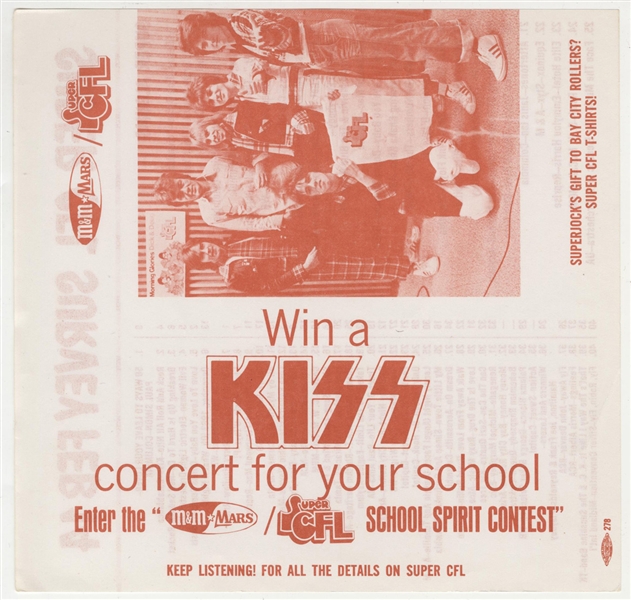 KISS Original 1976 "Win An Appearance At Your School With KISS" WCFL Radio Flyer