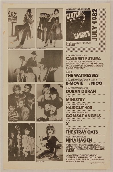 Duran Duran/Ministry/Stray Cats Original Gary Grimshaw 1982 Concert Poster