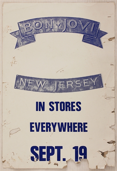 Bon Jovi "New Jersey" Original Cardboard Promotional Poster