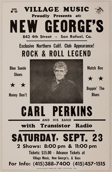 Carl Perkins Original Cardboard Concert Poster
