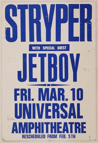 Stryper/Bulletboys/Warrant Original Cardboard Concert Posters