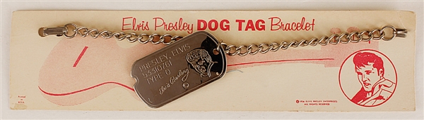 Elvis Presley Rare1956 EPE Dog Tag Bracelet on Card