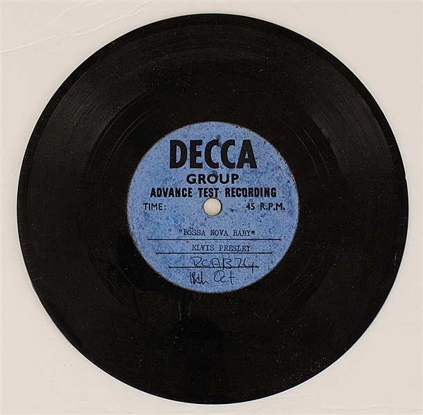 Elvis Presley "Bossa Nova Baby" Original 45 Record Acetate