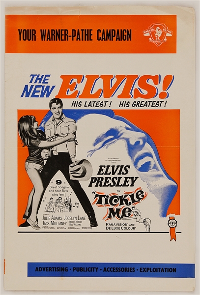 Elvis Presley "Tickle Me" Original Oversized Warner-Pathe Movie Promotion Program