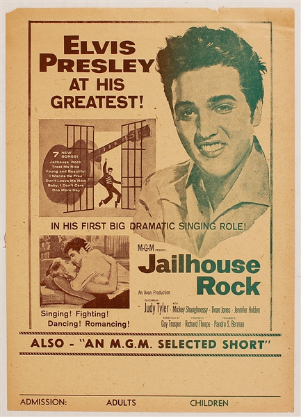Elvis Presley "Jailhouse Rock" Original Movie Theater Window Poster