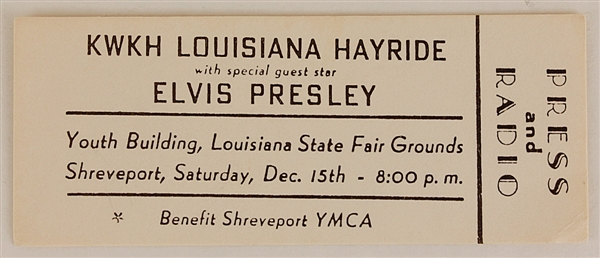 Elvis Presley Original 1956 Louisiana Hayride Press and Radio Pass