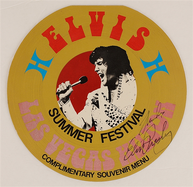 Elvis Presley Signed 1972 Las Vegas Hilton Hotel Summer Festival Souvenir Menu