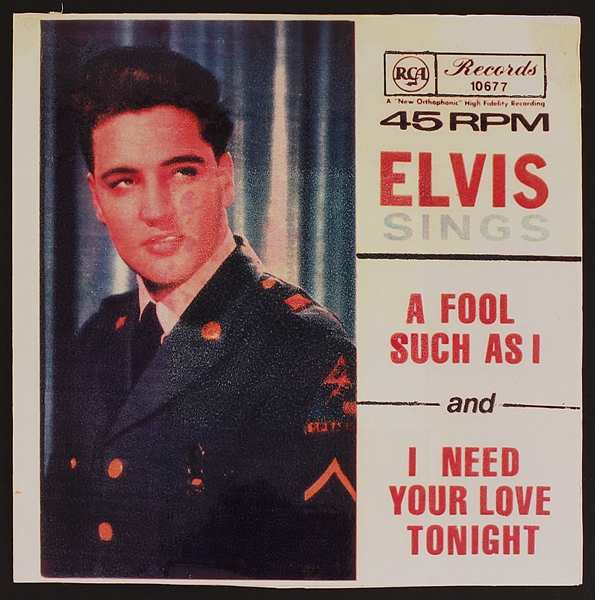 Elvis Presley Extremely Rare Australian 45 Record Slick Prototype