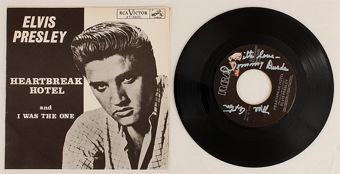 Tommy Durden & Mae Axton Signed Elvis Presley "Heartbreak Hotel" 45 Record