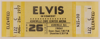 Elvis Presley August 26 1977 Unused Concert Ticket
