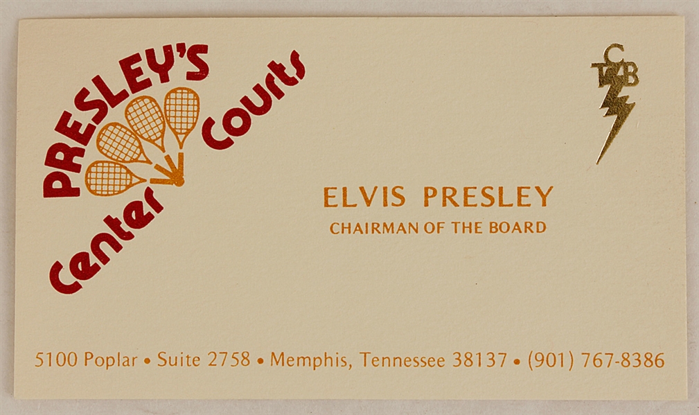 Elvis Presleys Personal "Chairman of the Board" Presleys Center Courts Business Card
