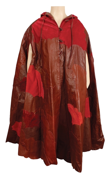 James Brown Owned & Worn Brown Leather Cape with Suede Patches