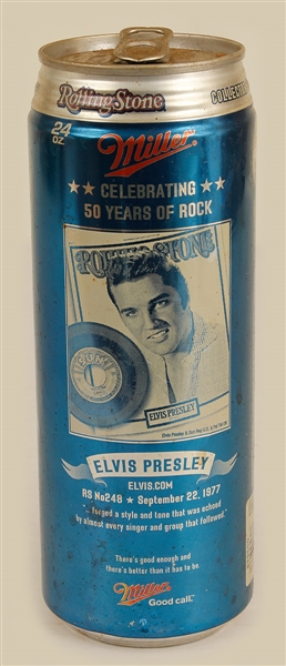 Elvis Presley Original Rolling Stone Magazine 50 Years of Rock Souvenir Miller Beer Can