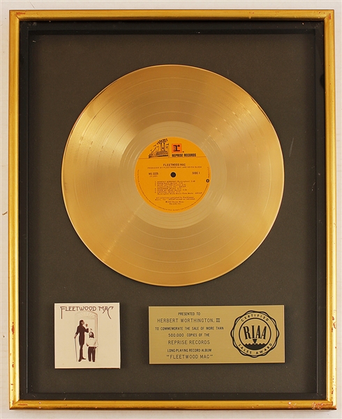 "Fleetwood Mac" Original RIAA Gold LP Record Album Award Presented to Herbert Worthington III