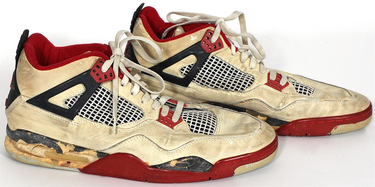 Michael Jordans Game Worn Air Jordan 4 "Fire Red" Sneakers From 1989