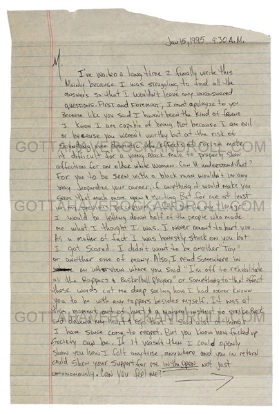 Tupac Shakur Handwritten & Signed Love Letter to Madonna from Prison 