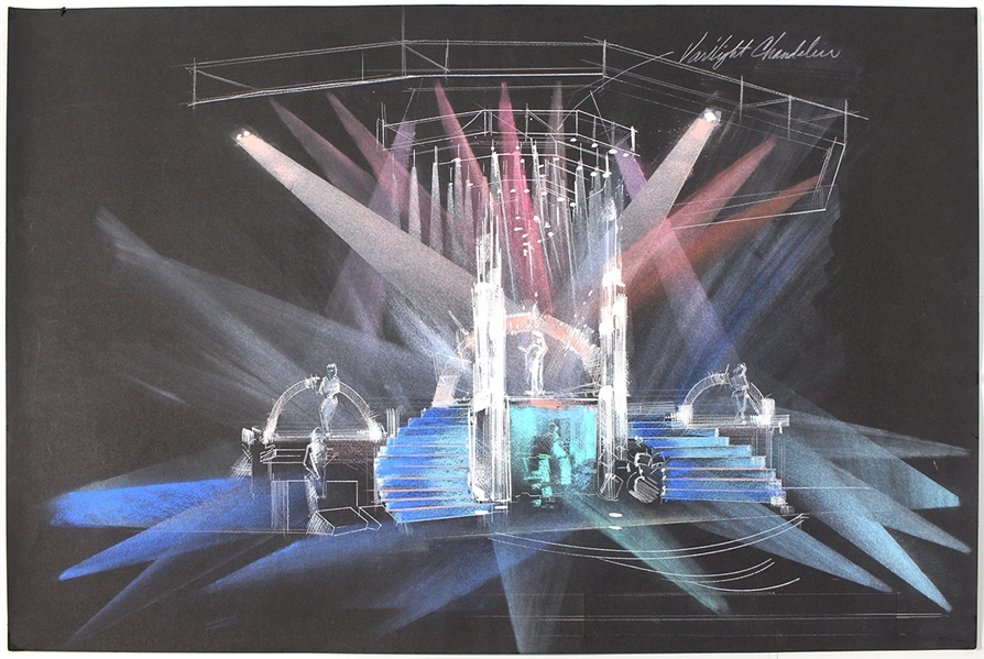 Madonna Original Concept Design Drawing for Her 1990 Blonde Ambition Tour (17 x 25)