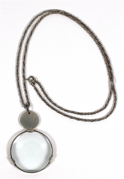Madonna Owned and Re-Gifted Tiffany Sterling Silver Monacle Magnifier On Woven Necklace Circa 1989