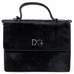 Madonna Owned and Re-Gifted Dolce & Gabbana Black Calf Hair & Patent Leather Handbag, Circa Mid-1990's