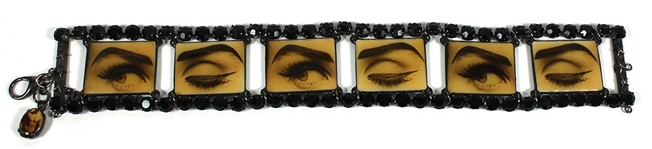 Madonna Owned and Re-Gifted "Madonna Eyes" Black Rhinestone Chain Choker Necklace 