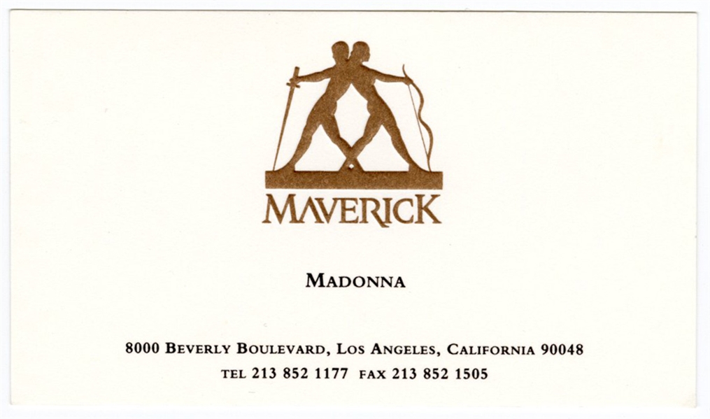 Madonnas Personally Owned Original Maverick Business Card