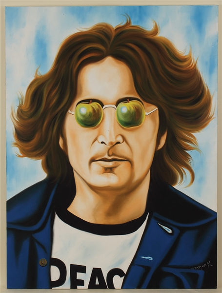 John Lennon Original Oil Painting Signed by Artist Monrock