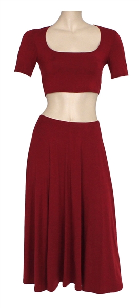 Taylor Swift  Red Crop Top & Skirt Set Worn at Selena Gomez Concert