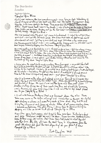 Bob Dylan Handwritten & Signed "Tangled Up in Blue" Lyrics from the Collection of Bob Dylan