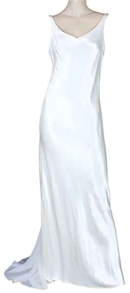 Britney Spears "Im Not a Girl, Not Yet a Woman" Record Promotion Worn Custom Long White Satin Dress