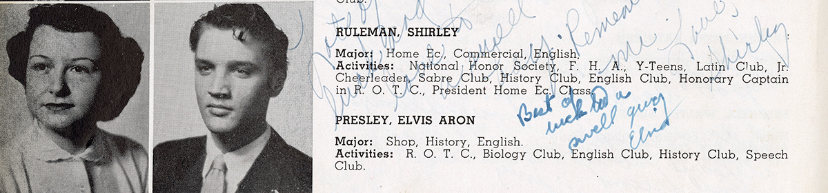 Lot Detail - Elvis Presley Signed & Inscribed 1953 Humes High School  Yearbook