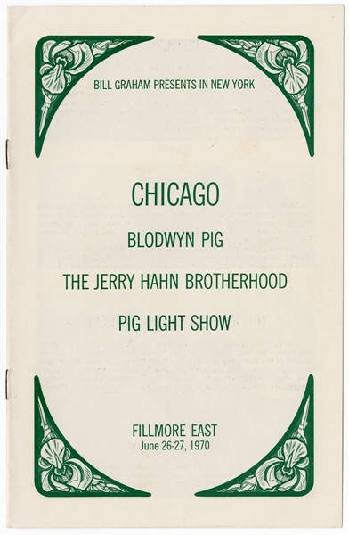 Chicago Original 1970 Fillmore East Concert Program