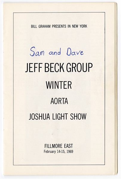 Jeff Beck Group Original 1969 Fillmore East Concert Program