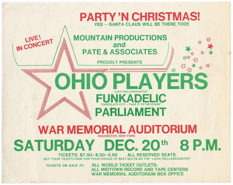 Ohio Players/Funkadelic/Parliament Original Concert Handbill