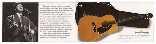 Paul McCartney Signed And Played Ed Sullivan Show Epiphone 1964 Texan Limited Edition Guitar