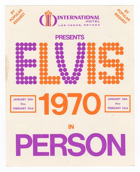 Elvis Presley Original 1970 Las Vegas International Hotel Concert Picture Flyer
