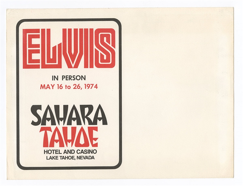 Elvis Presley Original 1974 Sierra Tahoe Hotel & Casino Original Envelope