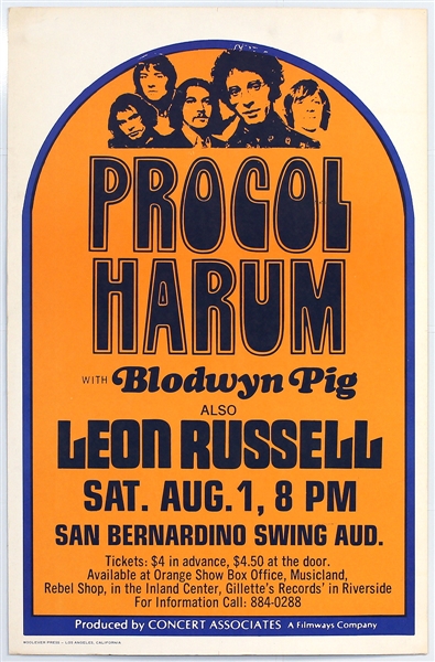 Procol Harum and Leon Russell Original 1970 Concert Poster