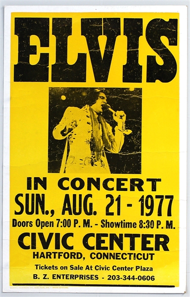 Elvis Presley Original August 21 1977 Concert Poster 