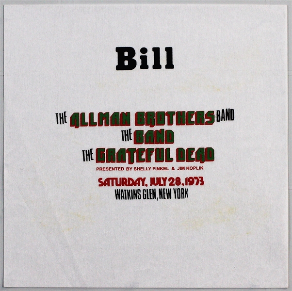The Grateful Dead, Allman Brothers, The Band Watkins Original 1973 Watkins Glen Concert Poster Pellon